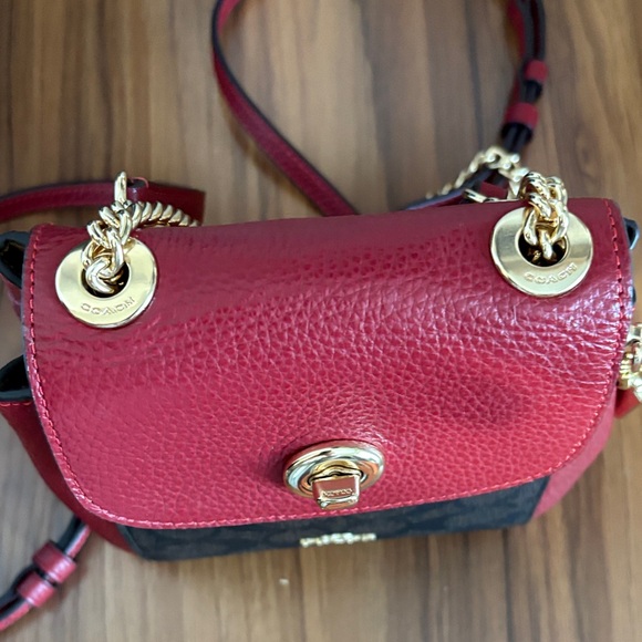 Coach Red and Brown Signature Crossbody Bag/Backpack - Picture 4 of 14